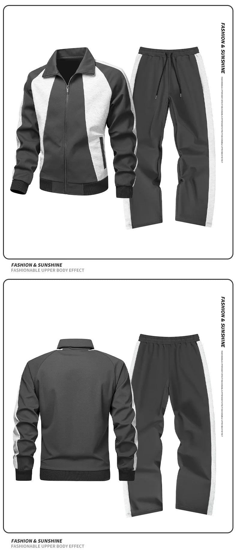 Men's Sportswear Set for Autumn 2026 Sports Jacket + Sports Pants Jogging Stylish Sports Suit Running Tracksuit 2 Piece Set