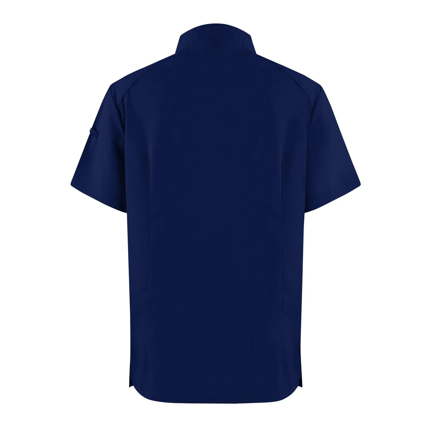 Women Two-Piece Set Solid Color Stand-Up Collar Short-Sleeve Top With Zipper Pocket And Matching Pants Professional Workwear