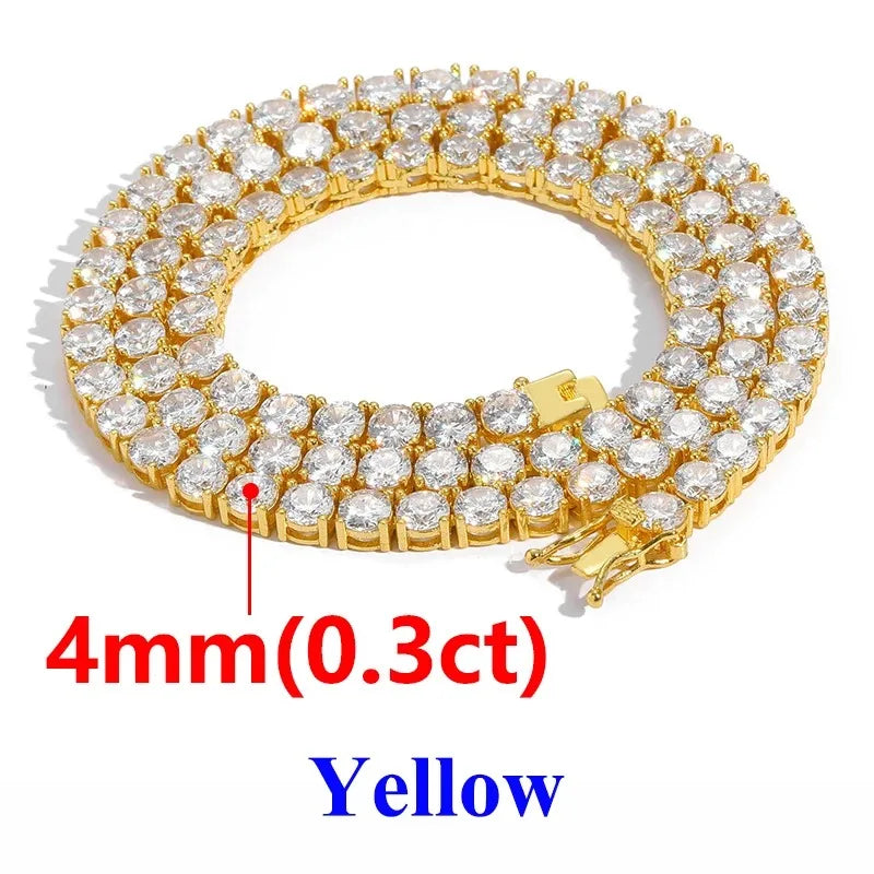 2-6.5mm Men Women Moissanite Tennis Chain Rose Yellow Moissanite Tennis Bracelet s925 Silver Tennis Chain For Women Men