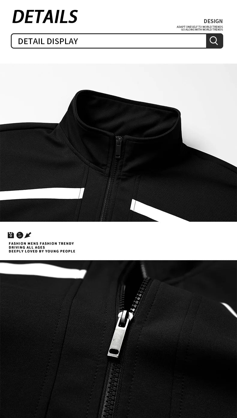 Men's Tracksuit Running Sets Fashion Sportswear Windproof Suit