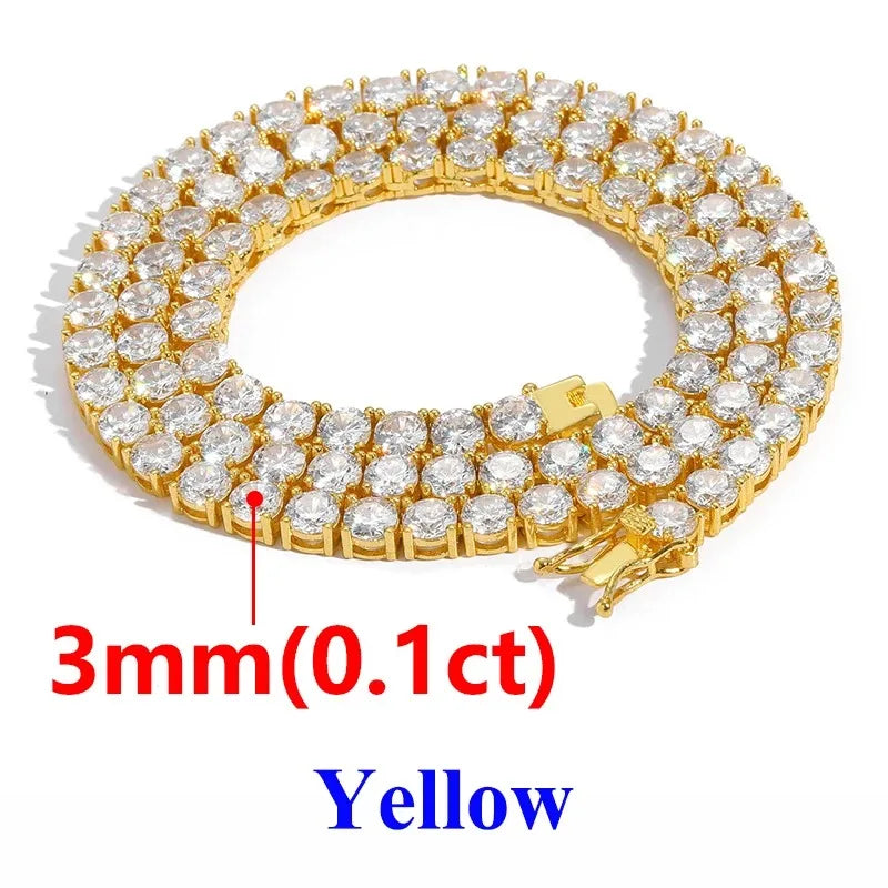 2-6.5mm Men Women Moissanite Tennis Chain Rose Yellow Moissanite Tennis Bracelet s925 Silver Tennis Chain For Women Men
