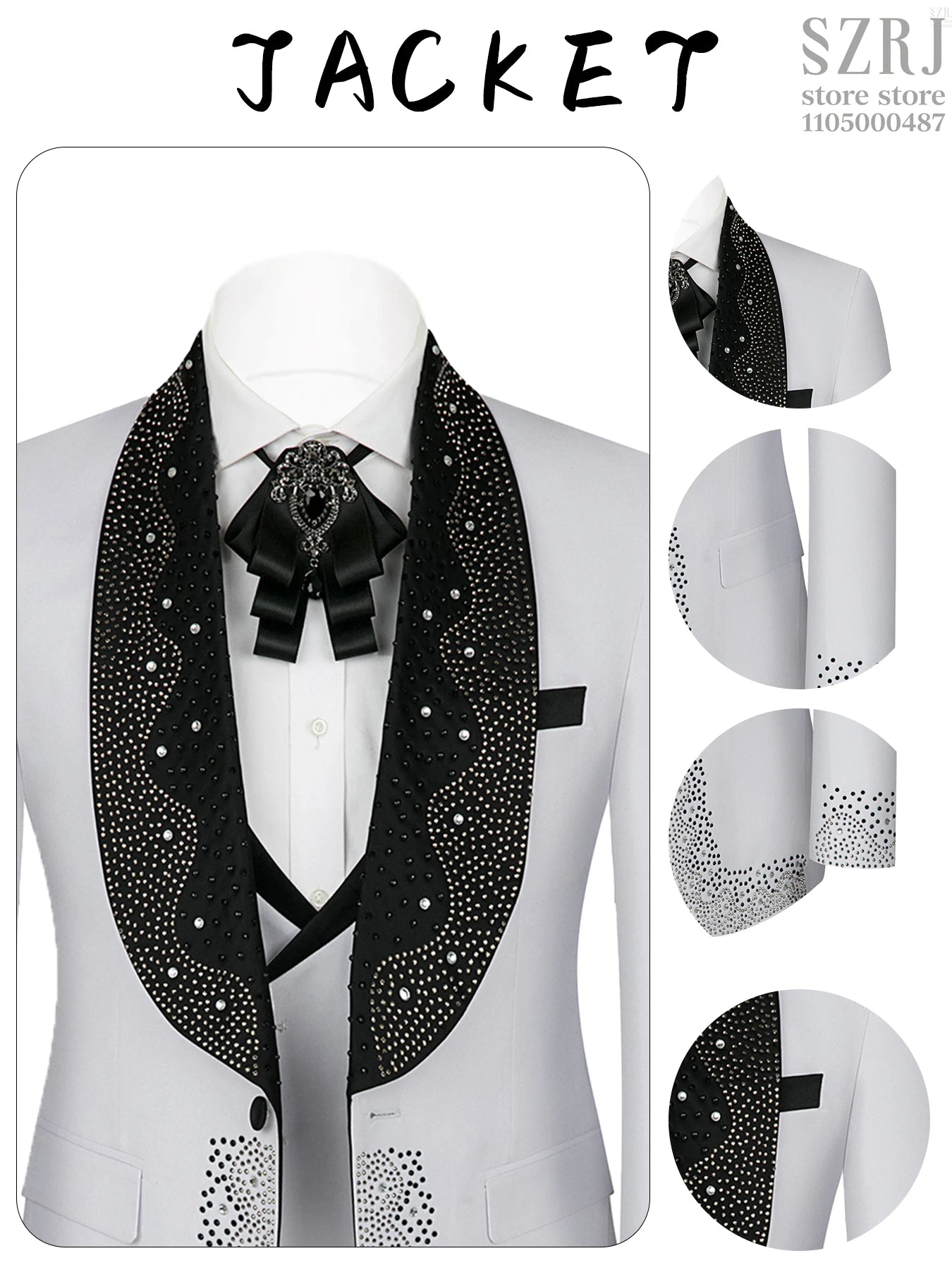 Men's 3 - Piece Suit Set, Featuring Decorative Lapel Design, Includes Jacket, Vest & Pants, Ideal for Formal Occasions,Wedding