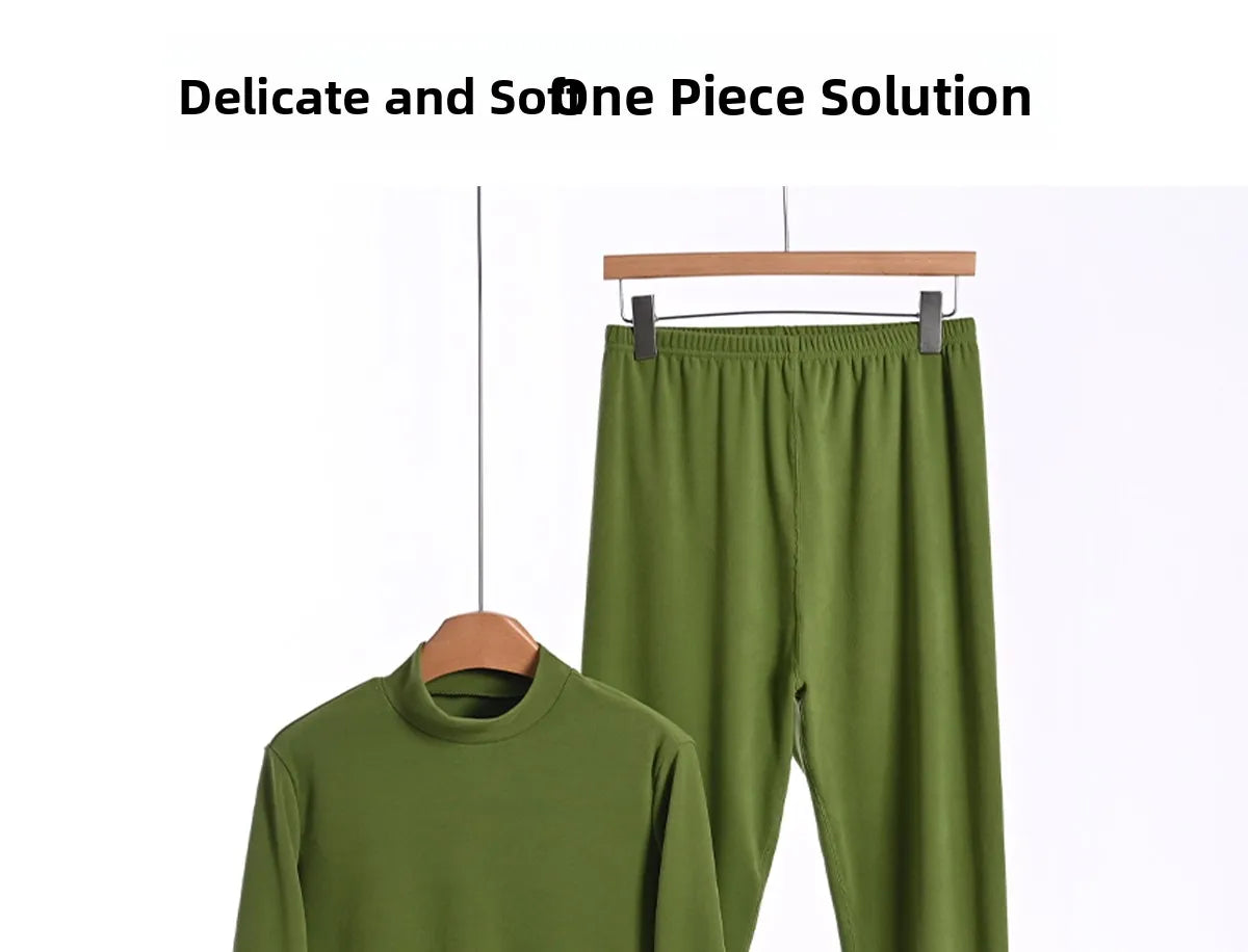 Thickened Fleece High Collar Thermal Set Women's Long Sleeve Long Pants Underwear Two-Piece Suit Warm Comfortable Base Layer