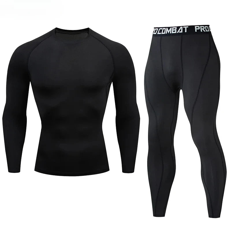 2pcs Men Compression Sportswear Suit Elastic Training Sports Yoga Sets Workout Jogging Fitness Clothing Tracksuit Pants Sporting