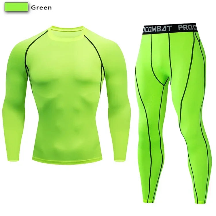 2pcs Men Compression Sportswear Suit Elastic Training Sports Yoga Sets Workout Jogging Fitness Clothing Tracksuit Pants Sporting