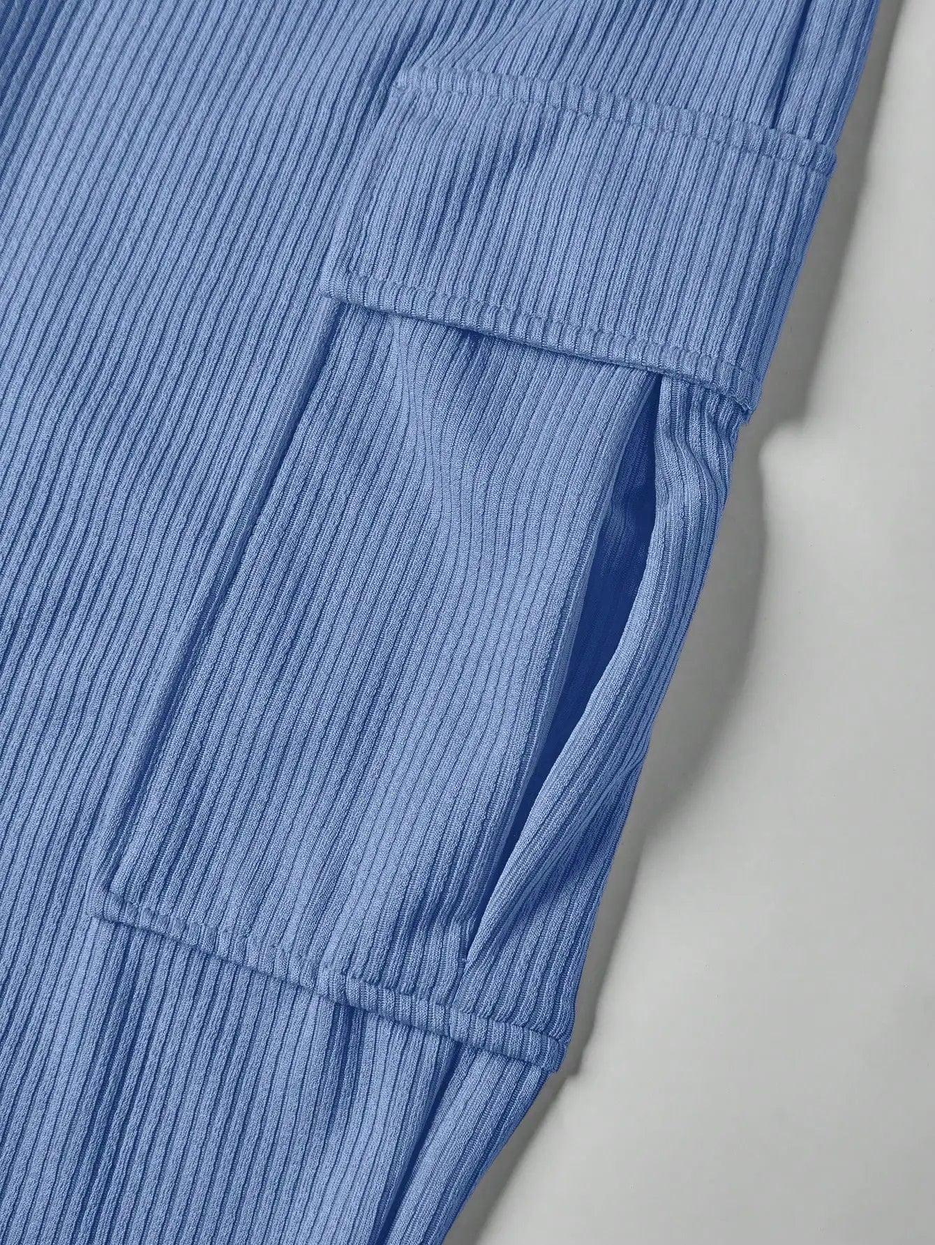 Women's Ribbed Knit Two-Piece Tracksuit - Short Sleeve Crop Top & High-Waisted Wide Leg Pants (Crewneck/Elastic Waist)