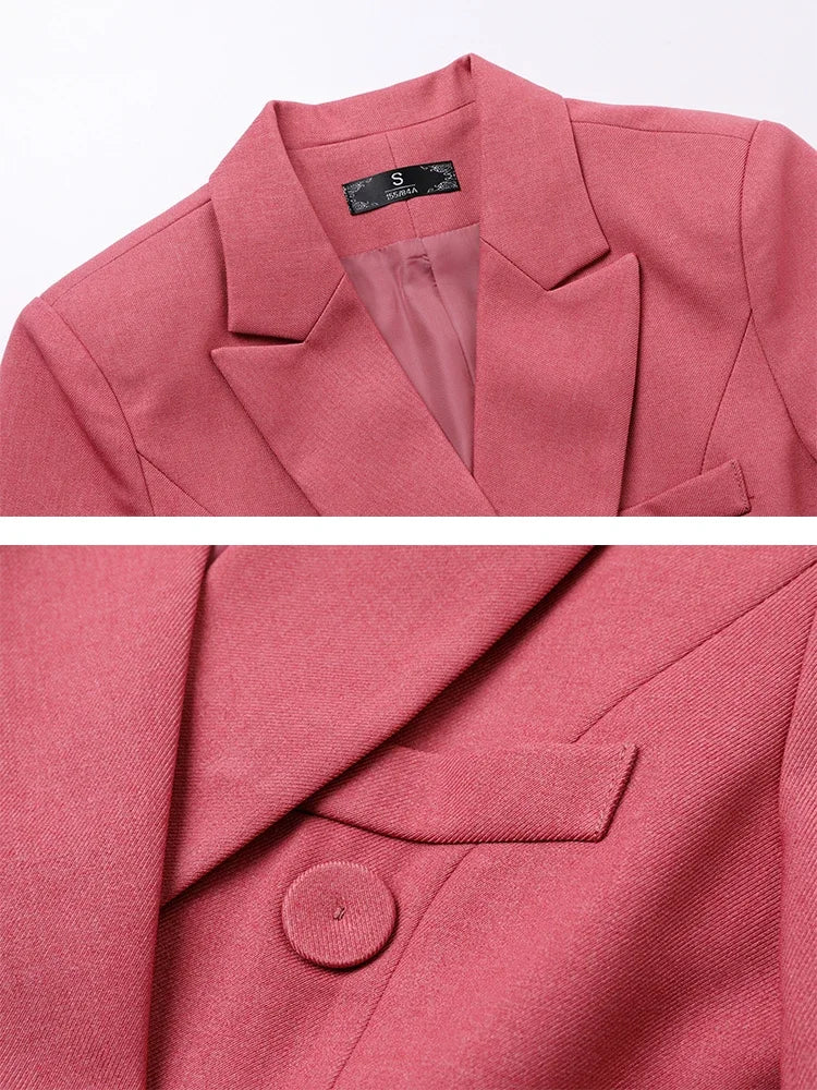 Women Formal Pant Suit 2023 New in Red Black Blue Office Apricot Office Ladies Work Female Blazer Jacket and Trouser 2 Piece Set