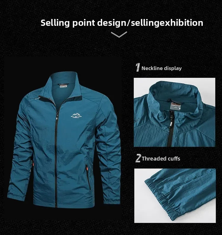 UPF100+ Men Summer Windbreaker Zip Pockets Uv Sun Protection Jackets Breathable Ultra-light Clothes Outdoor Skin Thin Coats Camp