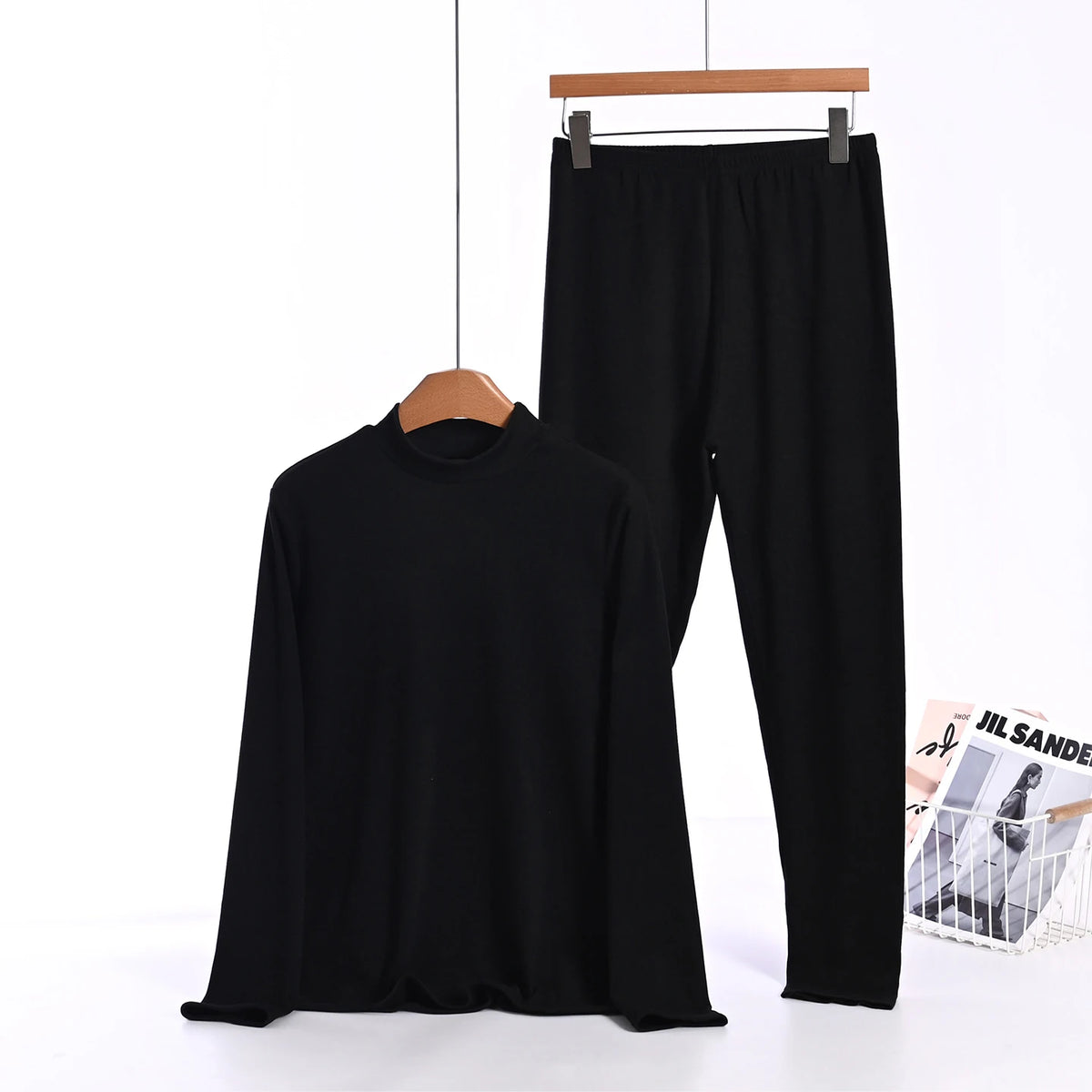Thickened Fleece High Collar Thermal Set Women's Long Sleeve Long Pants Underwear Two-Piece Suit Warm Comfortable Base Layer