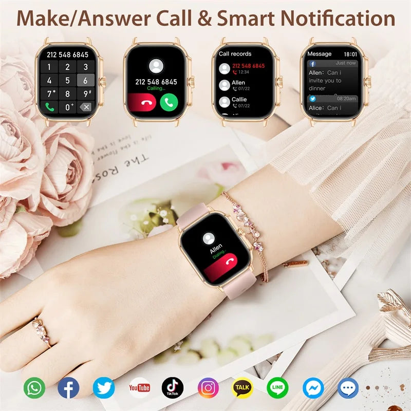 1.95 Inch Large Screen Women Outdoor Sports Smartwatch Plus - Touchscreen, Motion Tracking, Wireless Connectivity