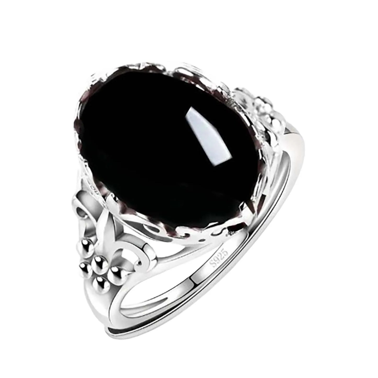Stainless Steel Oval Natural Stone Ring For Men Women Finger Jewelry Accessories Black Green Tiger Eye Stone Rings