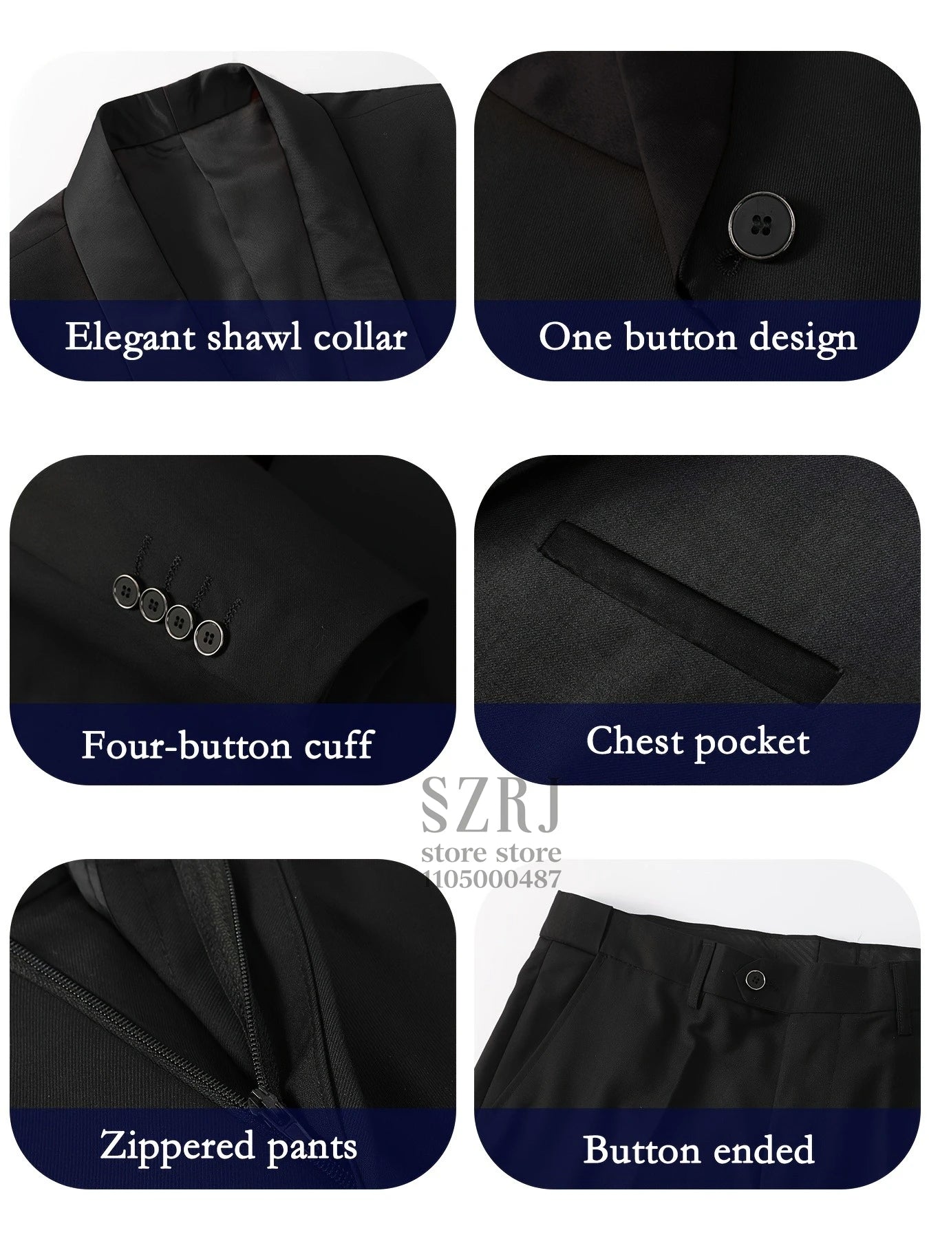 Men's 4-Piece Formal Suit: Jacket + Vest + Pants + Bow Tie, Shawl Collar, 1-Button, Flap Pockets, Wedding/Party