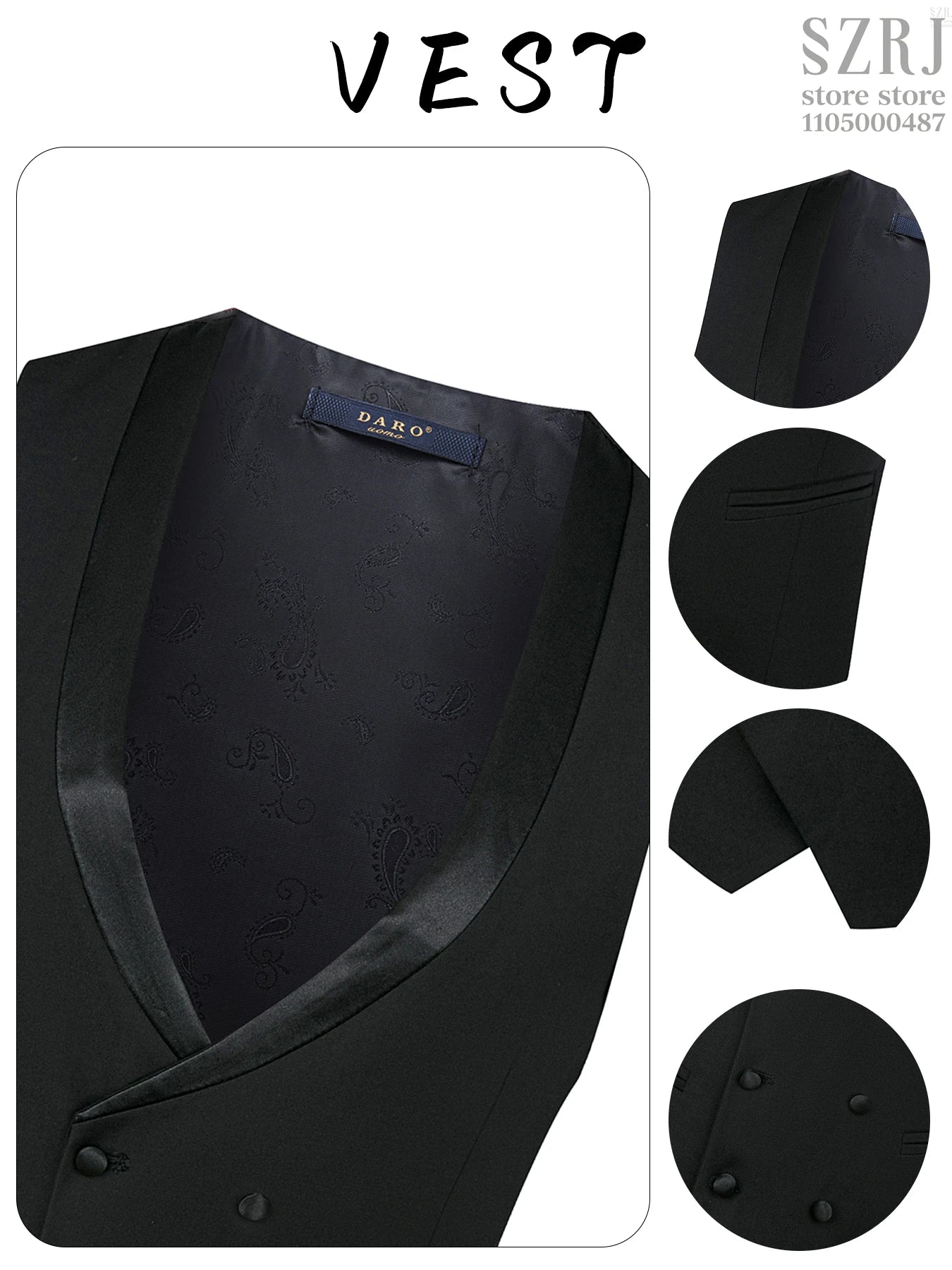 Men's 3 - Piece Suit Set, Featuring Decorative Lapel Design, Includes Jacket, Vest & Pants, Ideal for Formal Occasions,Wedding