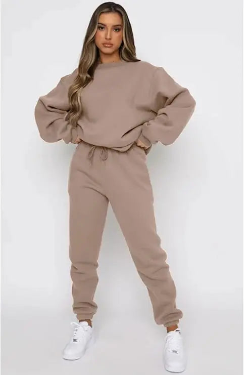 Casual Sets for Women 2 Piece Sweatsuit Outfits Long Sleeve Simple Commuting Pants Set Tracksuit