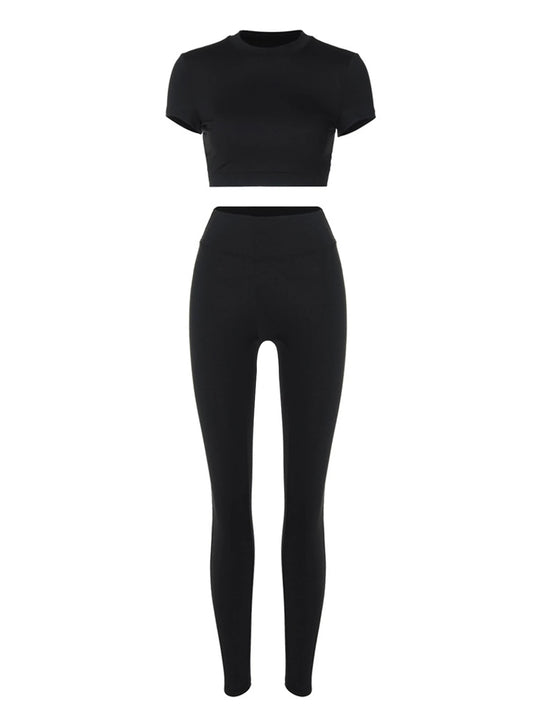 Women Sportswear Workout Clothes Athletic Wear Gym Legging Fitness Bra Crop Top  Sports Suits Black