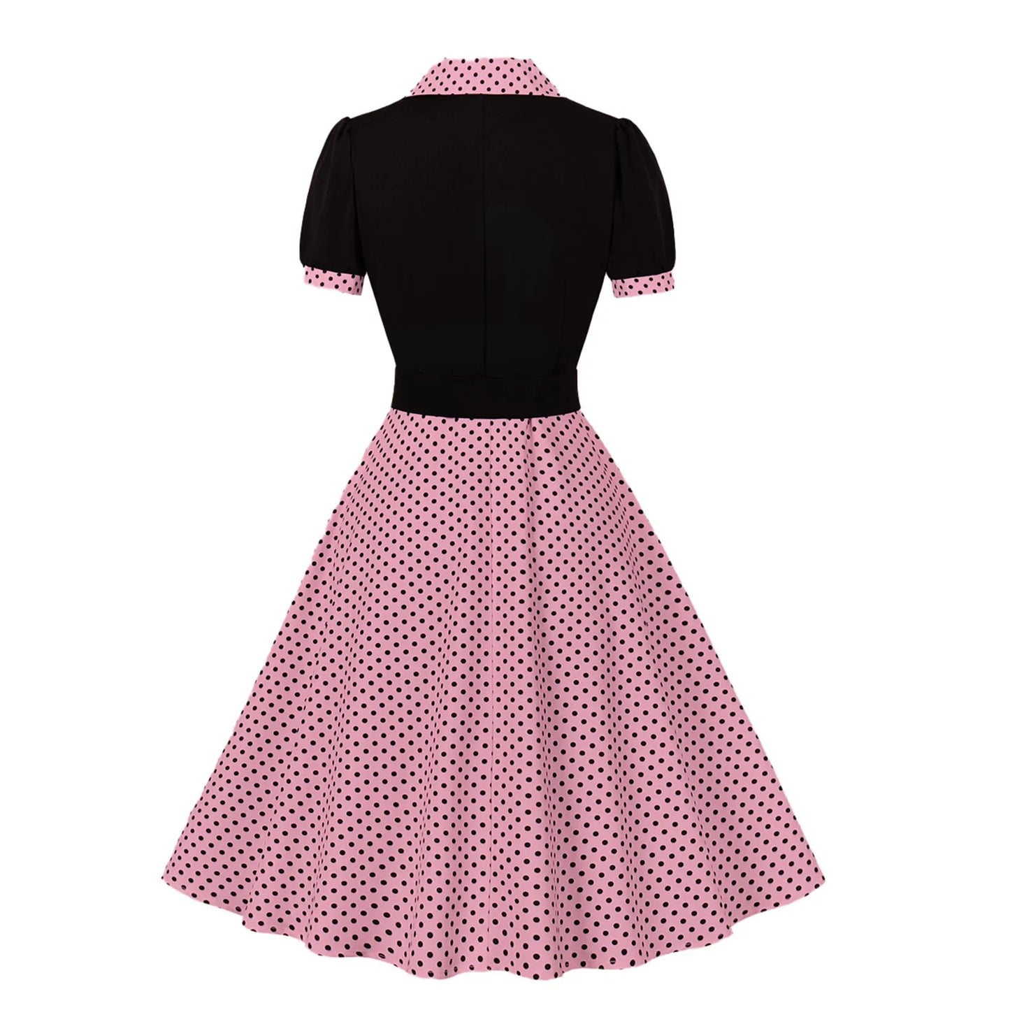 Women'S Vintage Polka Dot Lapel  Short-Sleeved Belt Dress Vestidos Mujer Veranoa 2025 Robe Femme Dress Women Women Clothing
