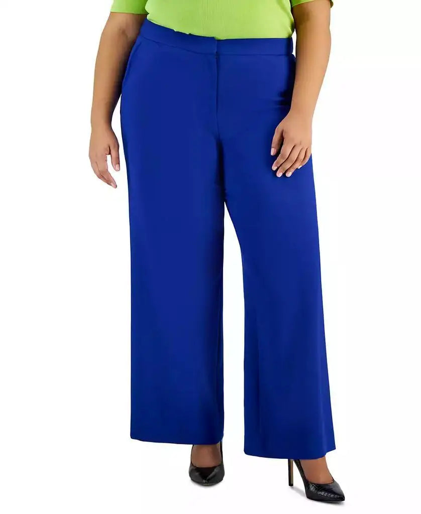 Tahari ASL | Plus Size Mid Rise Wide-Leg Pants