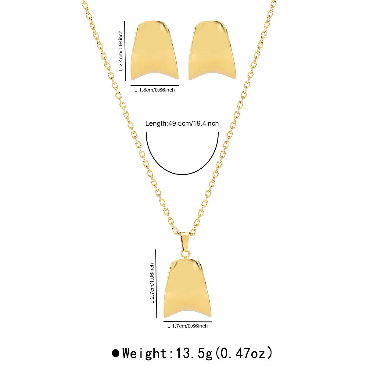 14k gold stainless steel geometric pendant necklace simple light luxury niche design jewelry set women