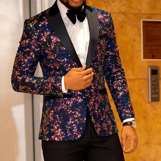 Men's fashion sequined suit jacket formal party