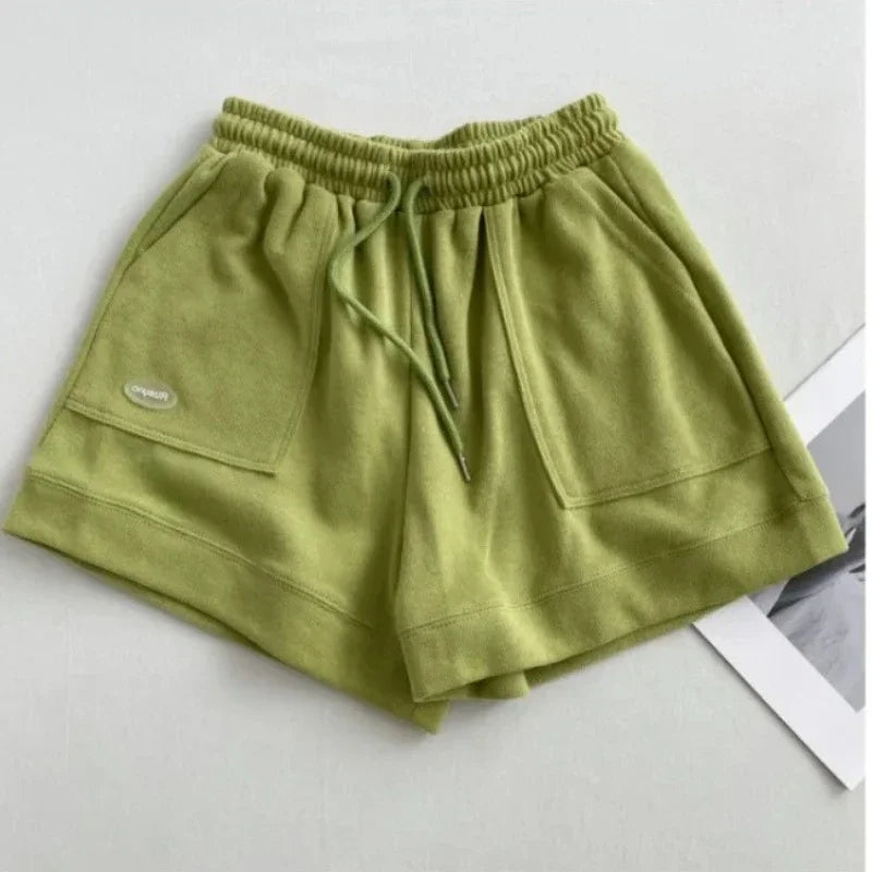 2025 Women's Comfortable Loose Wide-legged Drawstring A Pants Slim Waist Slim Fit Casual Home Versatile Sports Shorts New