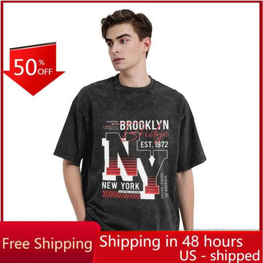 Custom T-Shirt (Text Name or Picture), Retro Pure Cotton Washed Short Sleeved LooseT-shirtt for Home ,Travel Men Women Tee Shirt