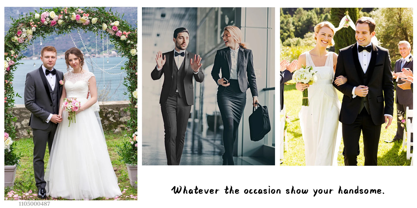 Men's 4-Piece Formal Suit: Jacket + Vest + Pants + Bow Tie, Shawl Collar, 1-Button, Flap Pockets, Wedding/Party