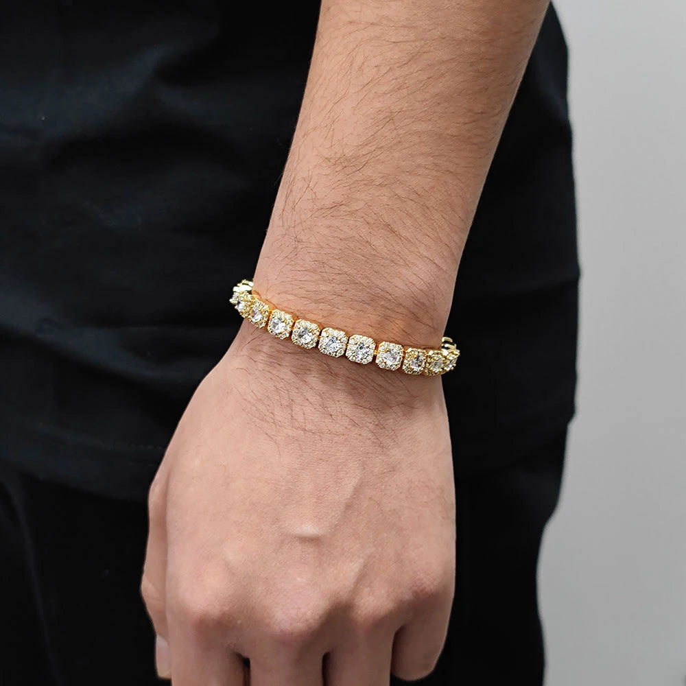 KNOBSPIN All Moissanite Tennis Bracelet Original s925 Sterling Silver Plated 18k White Gold with GRA Bracelets for Women Man