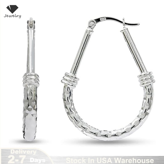 925 Sterling Silver Hoops Earrings Round Hollow Net Circle Ring Earrings for Women Fine Anniversary Jewelry Ear decor USA Stock