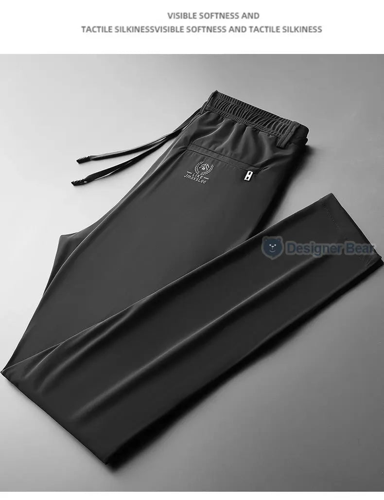 Summer Thin High Stretch Men's Casual Pants Straight Trousers Quick Dry Outdoor Jogging Running Work Sports Sweatpants for Man