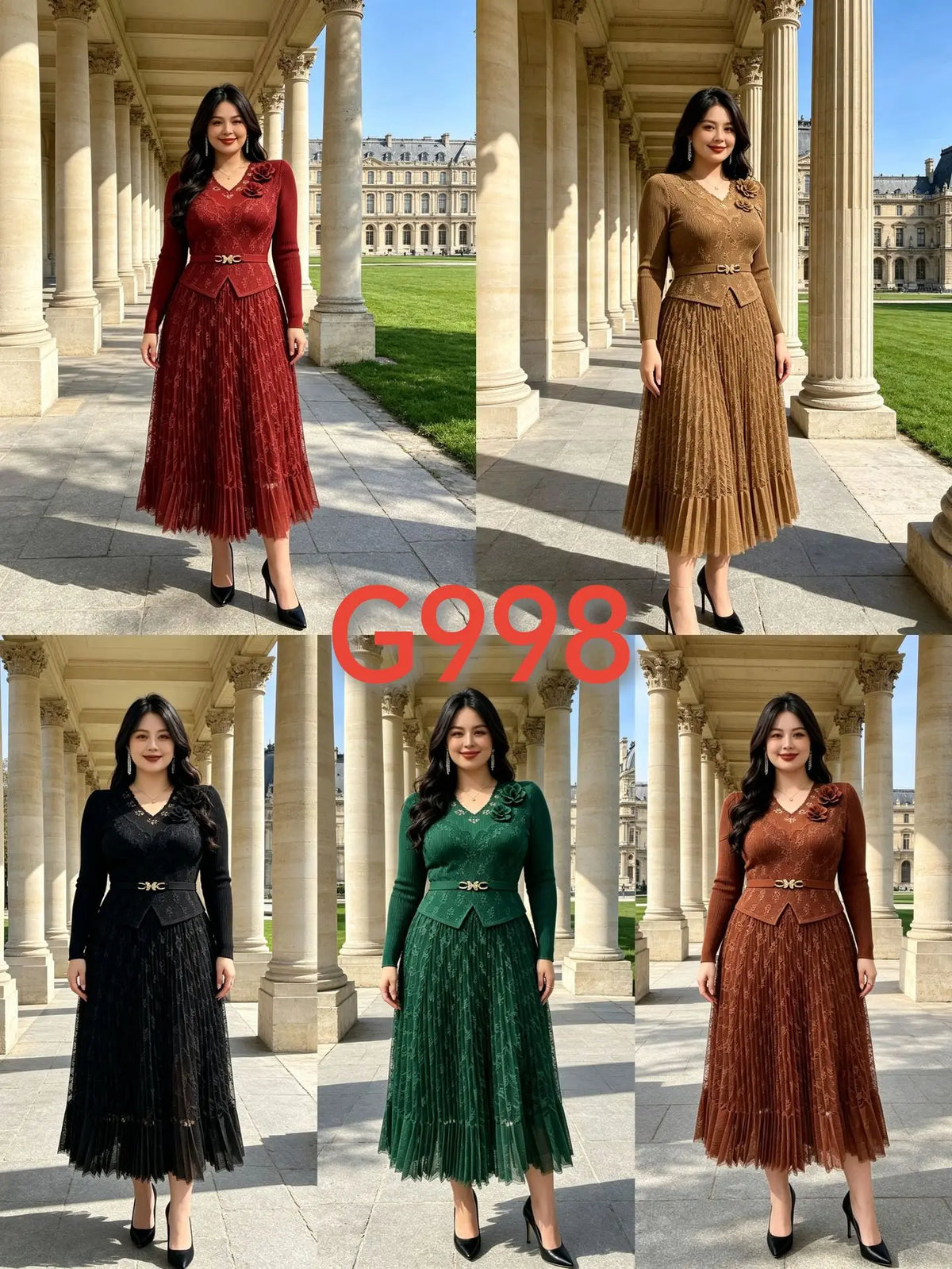 Miyake Pleated Dresses 2026 Autumn New Long Sleeve Fashionable Elegant Lace Splicing Stretchy Women's Plus Size Long Dress