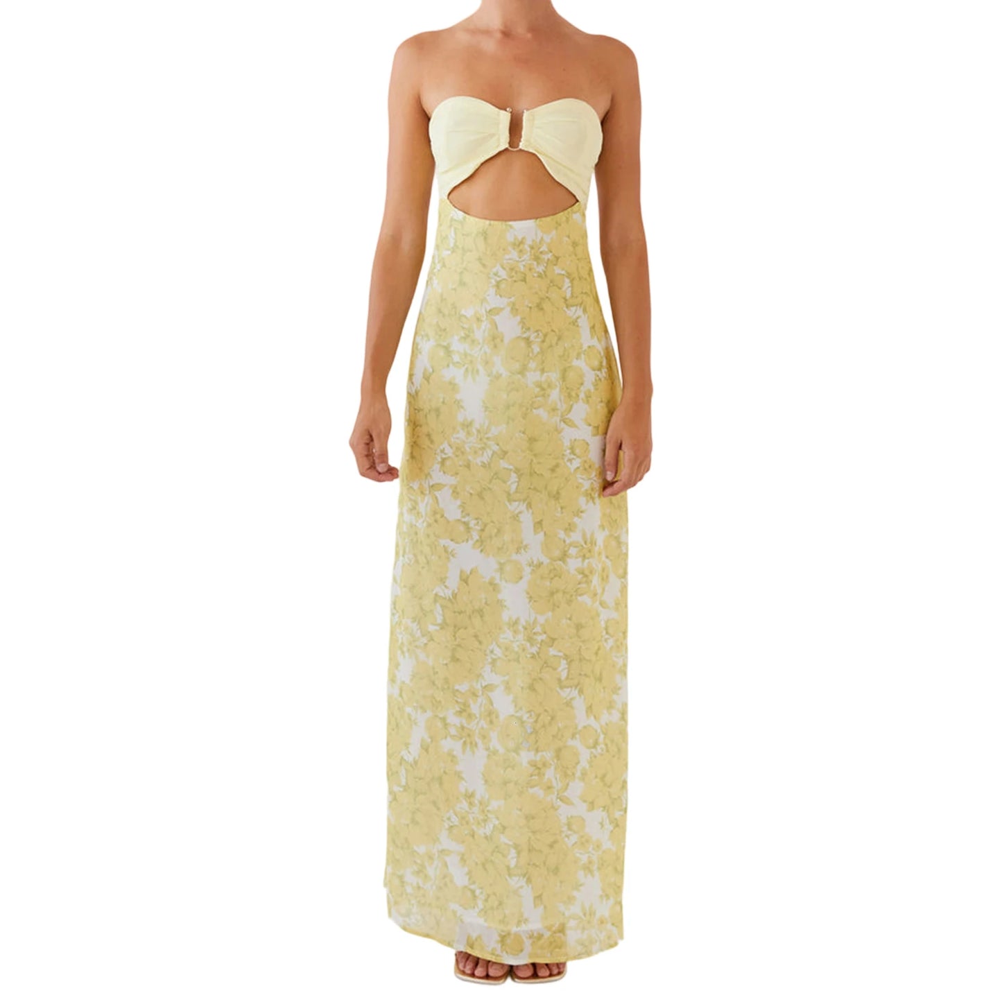 Elegant Maxi Dress with Off-Shoulder Design and Floral Print Stylish Backless Strapless Tube Dress for Summer Beach Party with