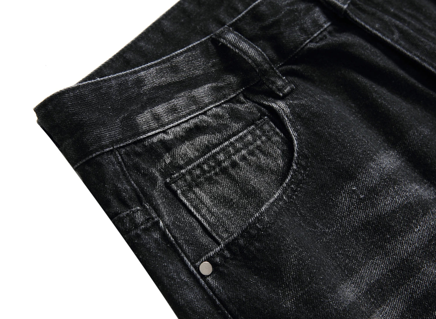 Men's black casual ripped jeans, men's slim fashion casual denim trousers