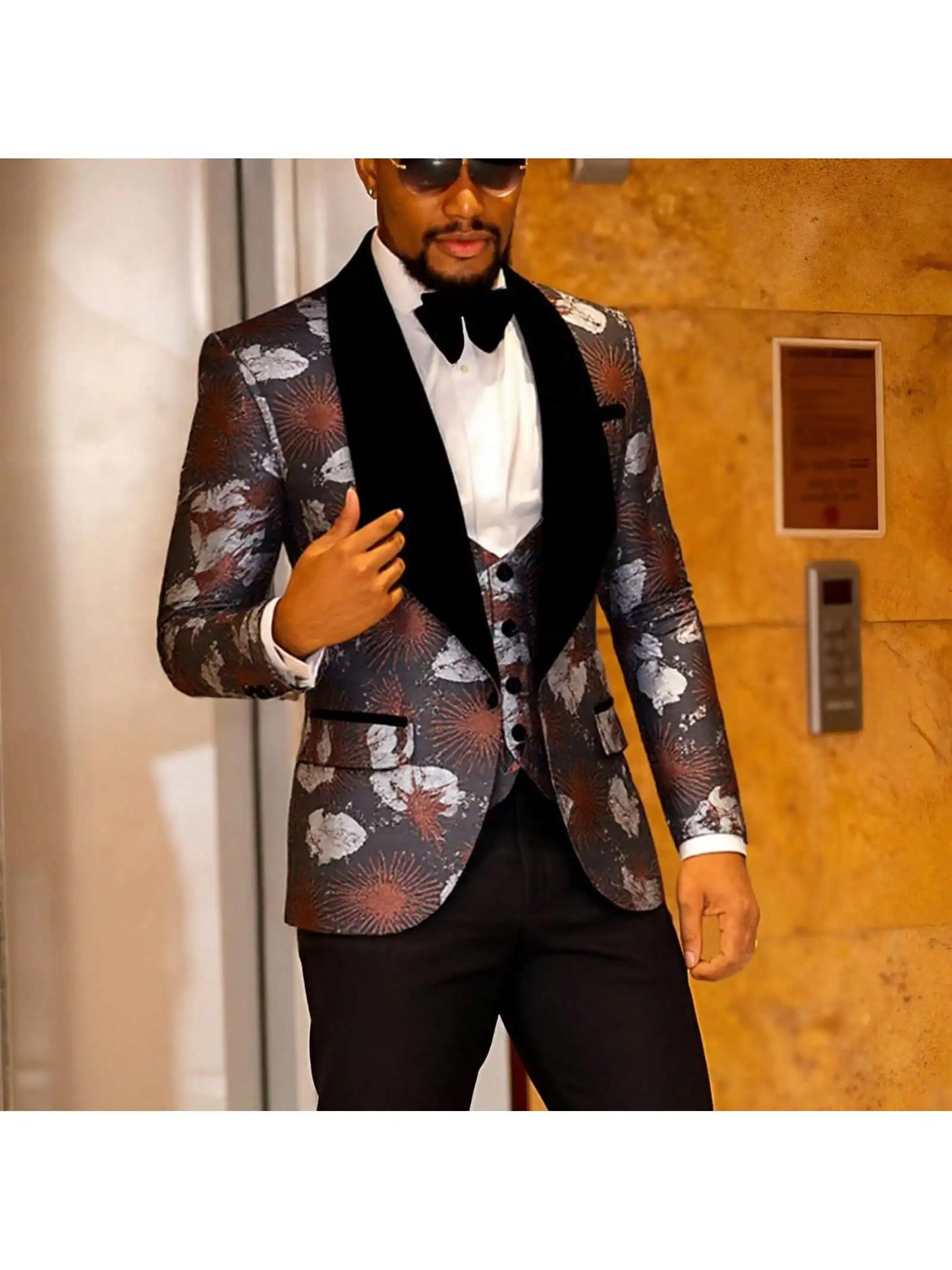 Men’s Suits Slim Fit 3 Piece One Button Tuxedo Suit Set Wedding Prom Dinner Party(Blazer+Vest+Pants