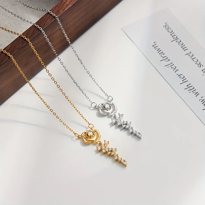 1pc s925 Rose Moissanite Pendant Fashionable Daily Wear, Creative New Trend Elegant and Exquisite | Necklace for My Daughter | S