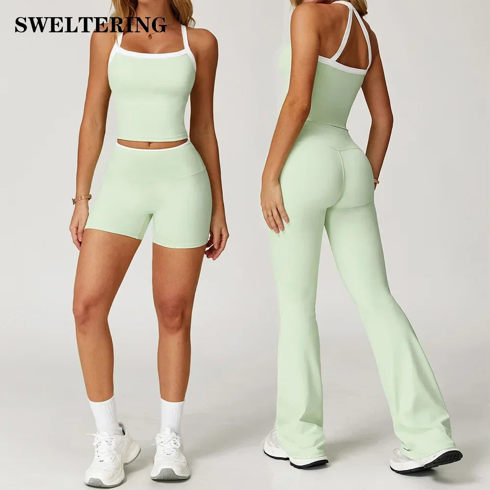 Women Tracksuit 2PCS Yoga Set Nude Feeling Workout Sets Gym Clothes Push Up Fitness Running Sportwear Sport Bra Leggings Suit