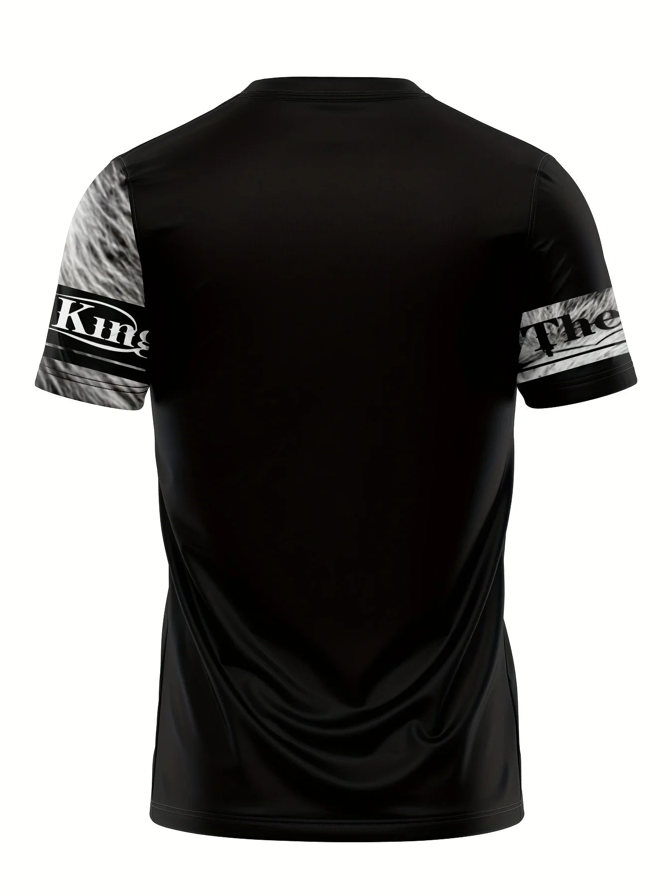 Men's 3D Lion Print Sports Suit - Year-Round Four Seasons Polyester Exercise Equipment with Boat Collar T-Shirt and Matching Pan