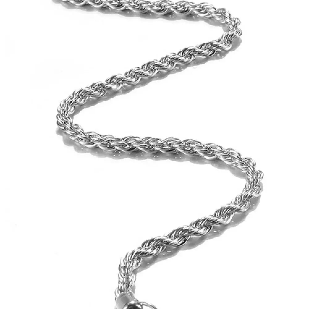 Silver 18/20/22/24 Inch 4mm Twisted Rope Chain Necklace For Women Man Fashion Wedding Charm Jewelry