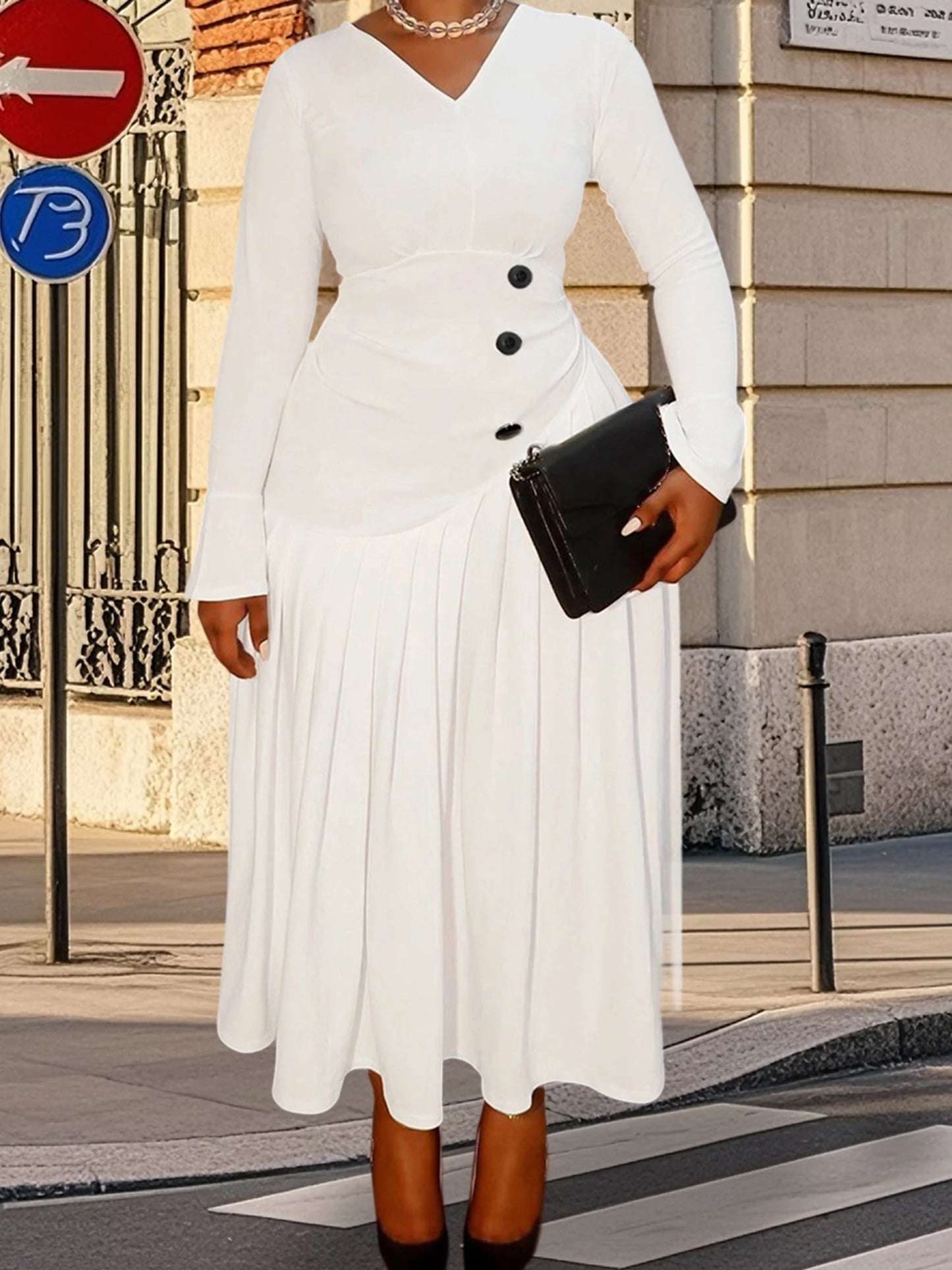 Women s Plus Size Maxi Dress with Short Sleeves and Empire Waist Detail Elegant Long Flowy Dress for Special Occasions