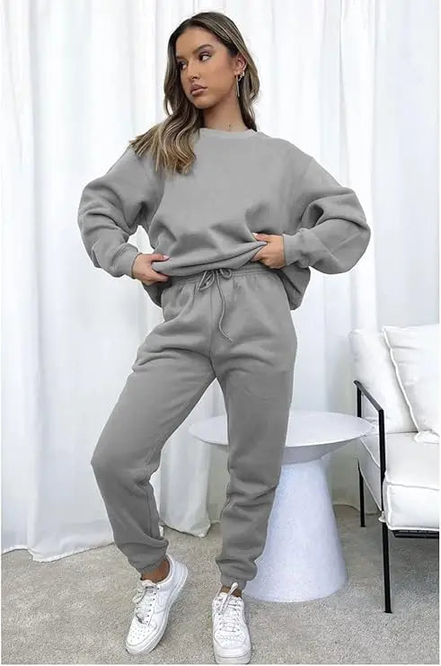 Casual Sets for Women 2 Piece Sweatsuit Outfits Long Sleeve Simple Commuting Pants Set Tracksuit