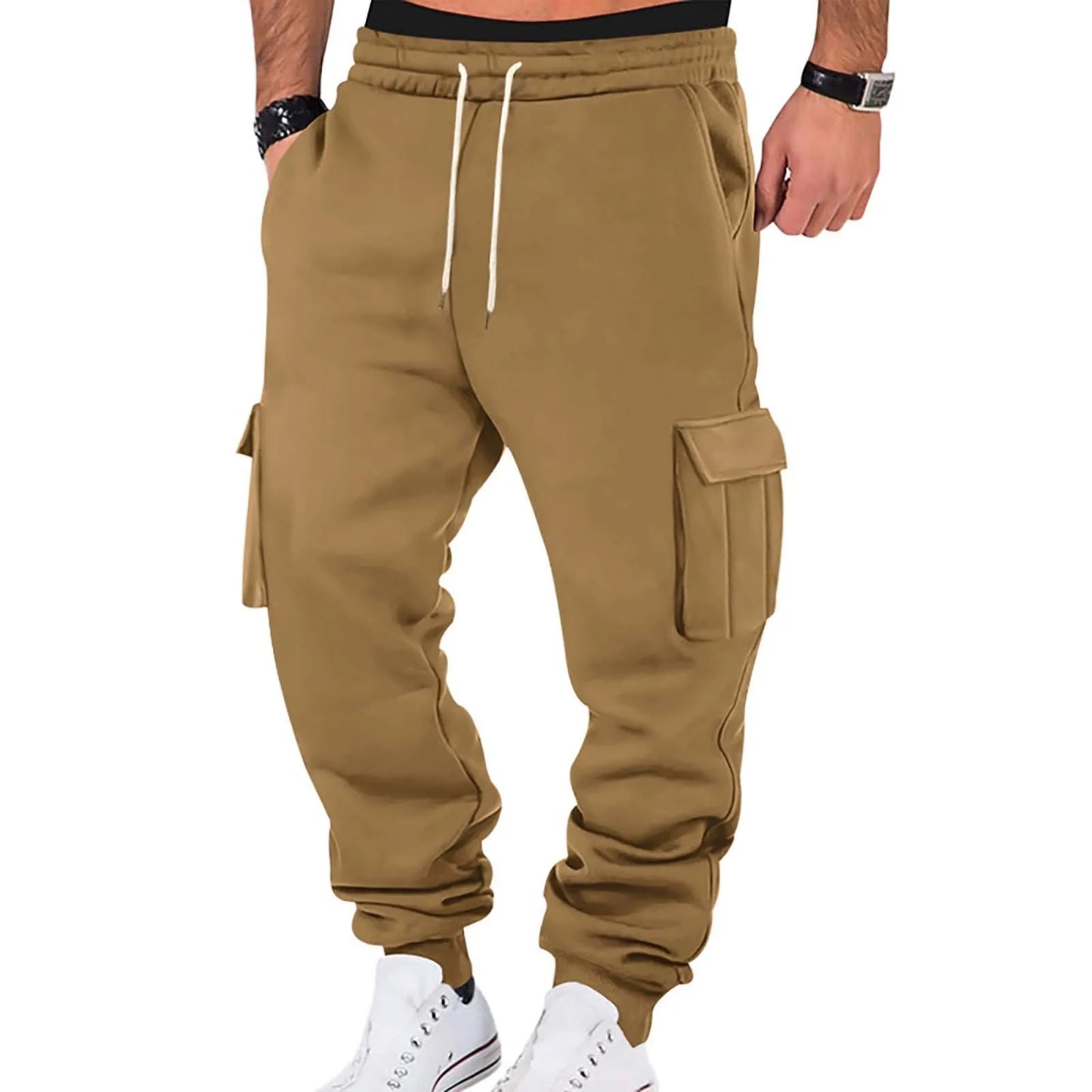 2025 Mens Sweatpants Straight Fit Joggers For Sports And Streetwear Loose Oversized Drawstring Long Pants Men Multi-Pocket Pants