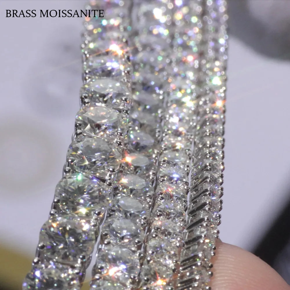 2/3/4/5MM Width Bling Iced Out Moissanite Tennis Chain for Women Men Fine Jewelry Brass VVS1 Necklace Bracelet Gift