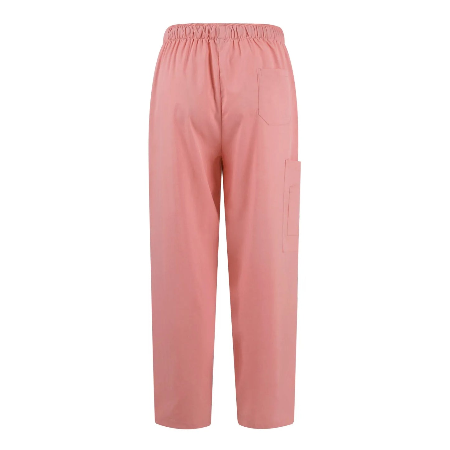 Women Two-Piece Set Solid Color Stand-Up Collar Short-Sleeve Top With Zipper Pocket And Matching Pants Professional Workwear