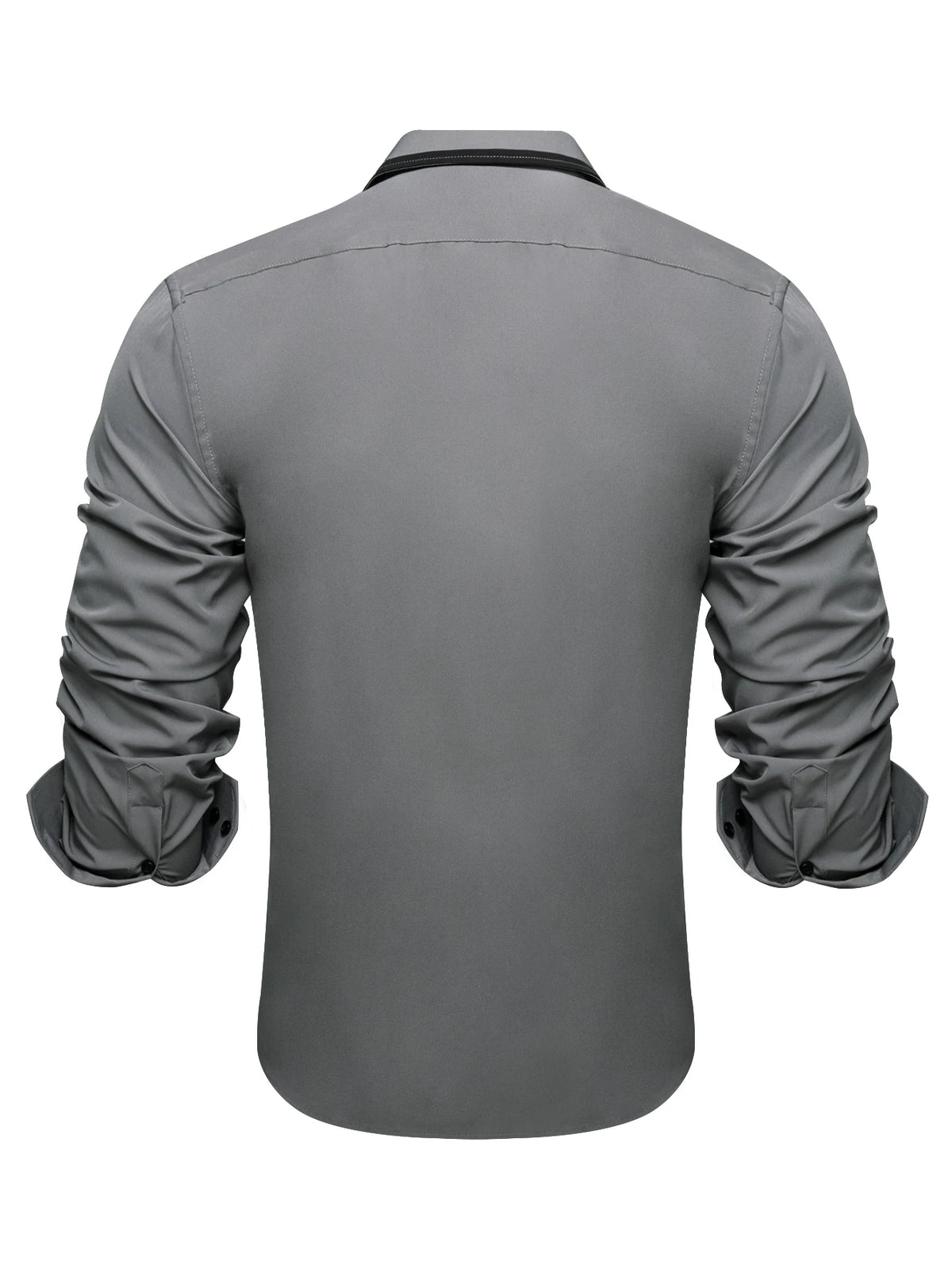 Bussiness Men's Dress Shirt, Contrast Inner Collar Cuff and Placket, Long Sleeve Button Up Shirt with V Notch Pocket for Formal