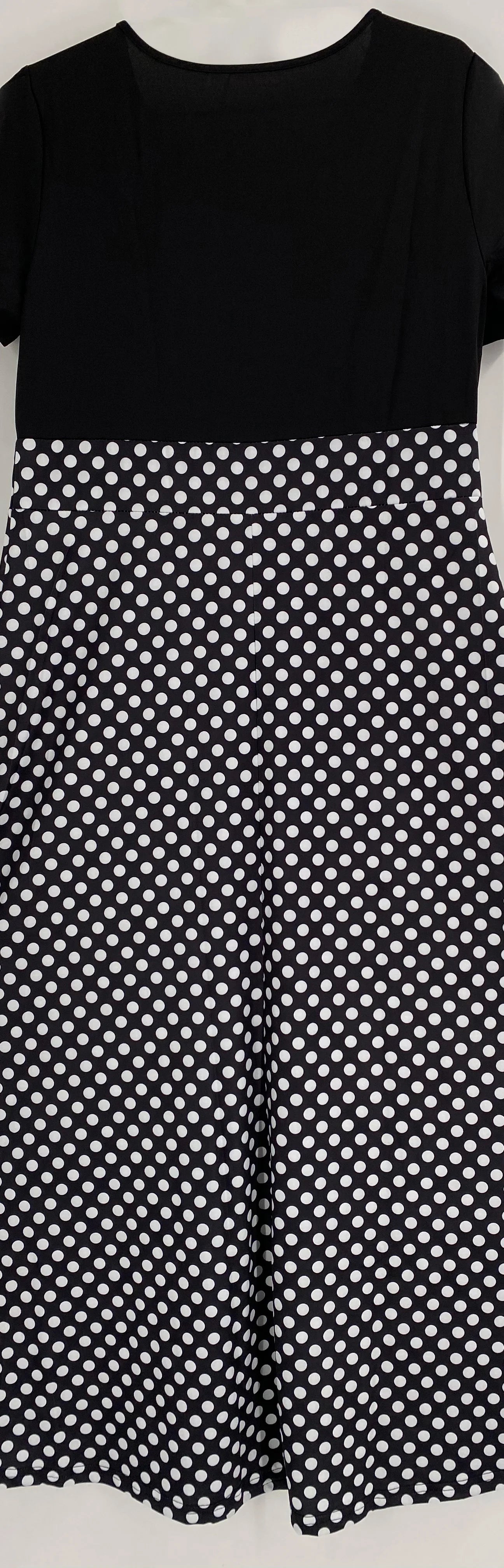 Plus Size Women's Dress Polka Dot Print Round Neck Long Sleeve Elegant Dress