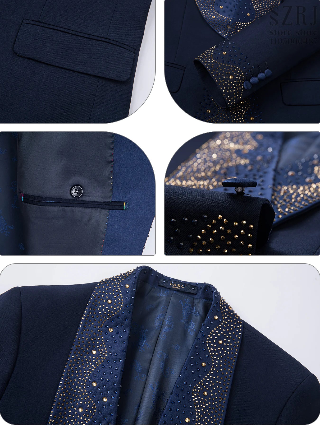 Men's 3 - Piece Suit Set, Featuring Decorative Lapel Design, Includes Jacket, Vest & Pants, Ideal for Formal Occasions,Wedding