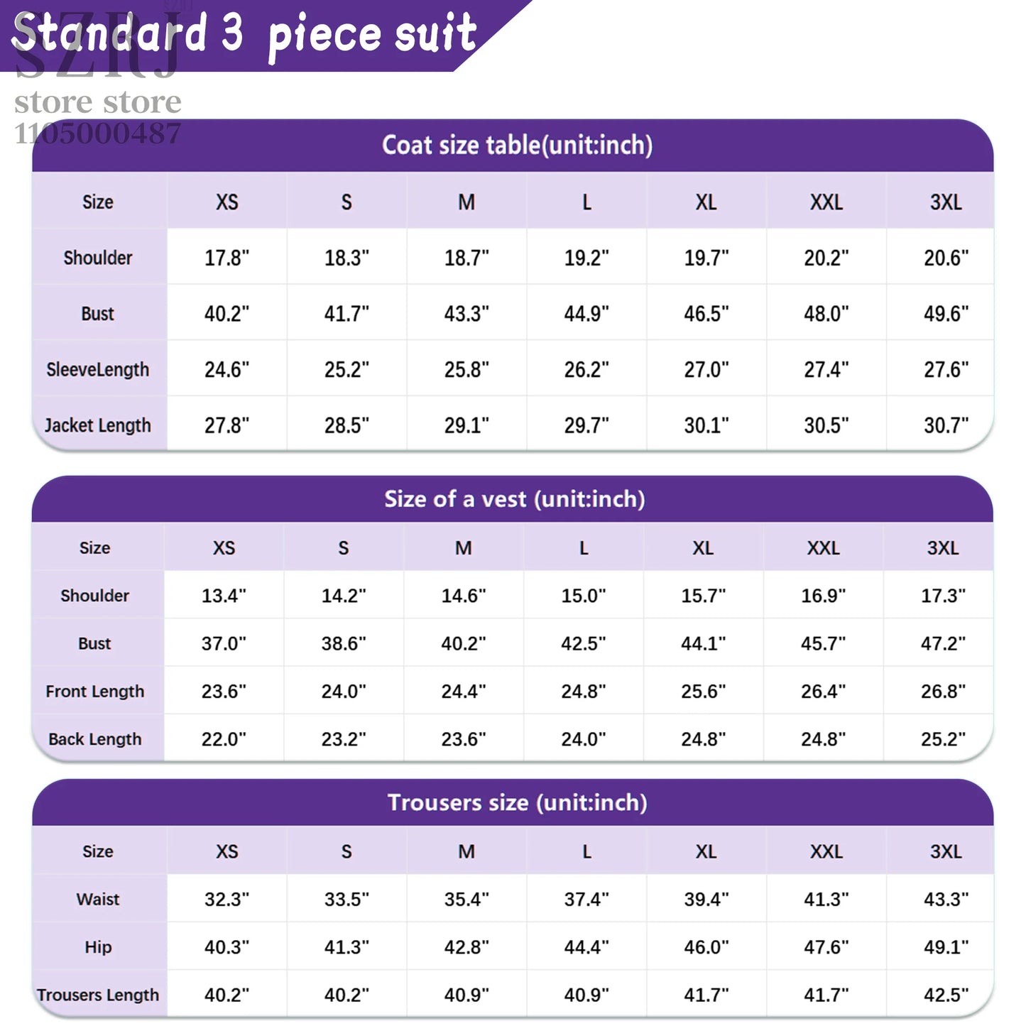 Men's Vertical Striped 3-Piece Suit - Two-Button Jacket+Vest+Pants for Wedding/Business/Daily Wear