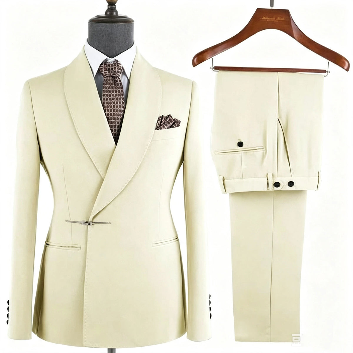 Fashion Style Men's Wedding Suits Shawl Lapel Double Breasted Blazer with Pants Set Formal Dinner Groom Tuxedos Male Outfit