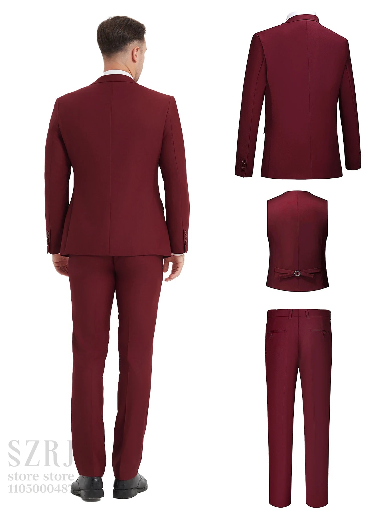 4pcs Classic Business Suit: Blazer, Vest, Pants, Pocket Square - Quality, Comfort, Stylish Lapel | Weddings/Parties/Business