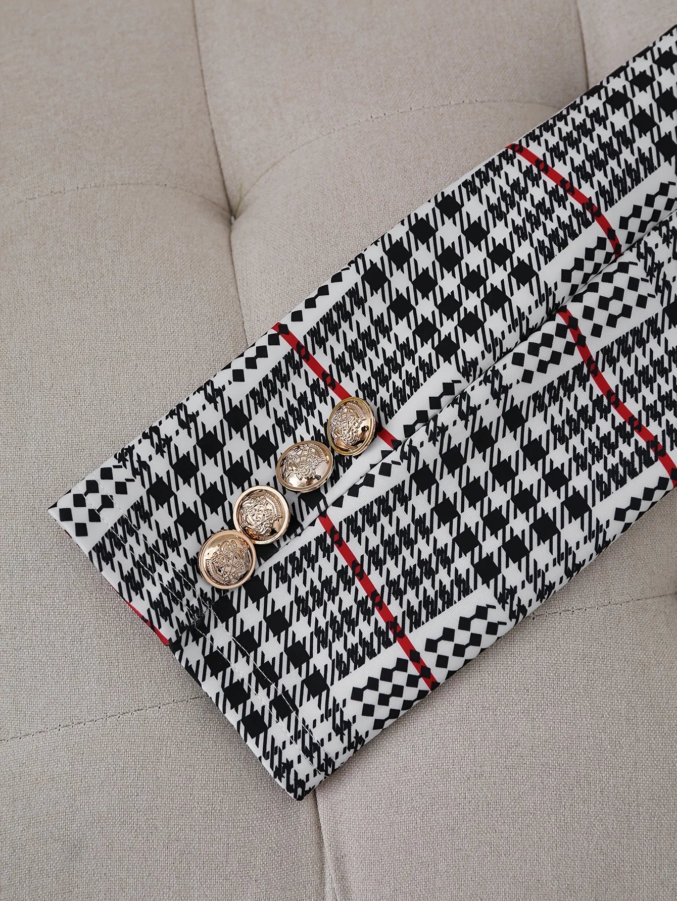 Women's Thousand Bird Casual Two-Piece Suit Set, Long Sleeved Flip Top Double Breasted Suit Jacket and Mini Hip Hugging Skirt, S