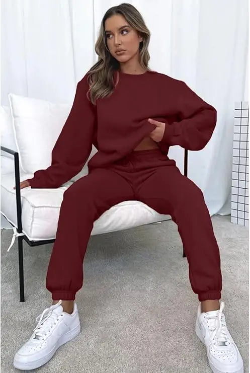 Casual Sets for Women 2 Piece Sweatsuit Outfits Long Sleeve Simple Commuting Pants Set Tracksuit